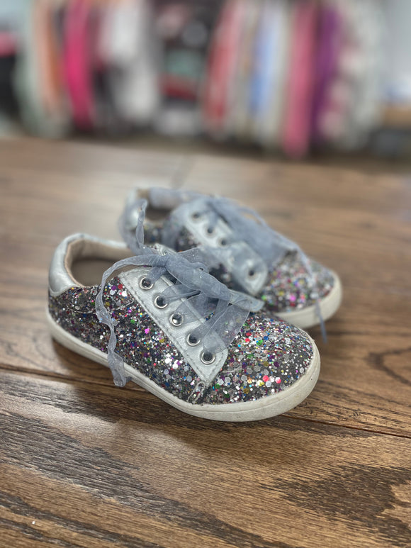 Silver Sequin Sneakers - 8