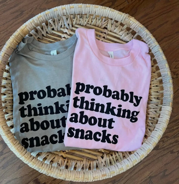 Grey Thinking About Snacks Tee