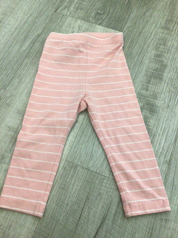 Old Navy pink striped leggings-18/24M