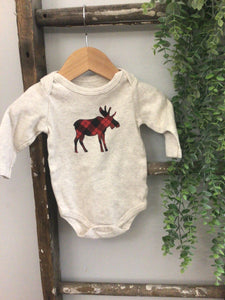Black & red check buffalo onesie-3/6m