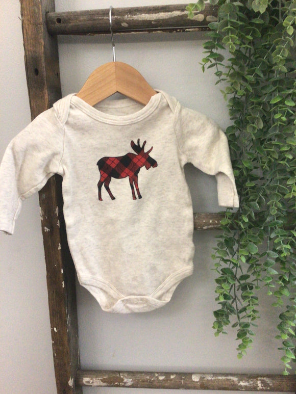 Black & red check buffalo onesie-3/6m