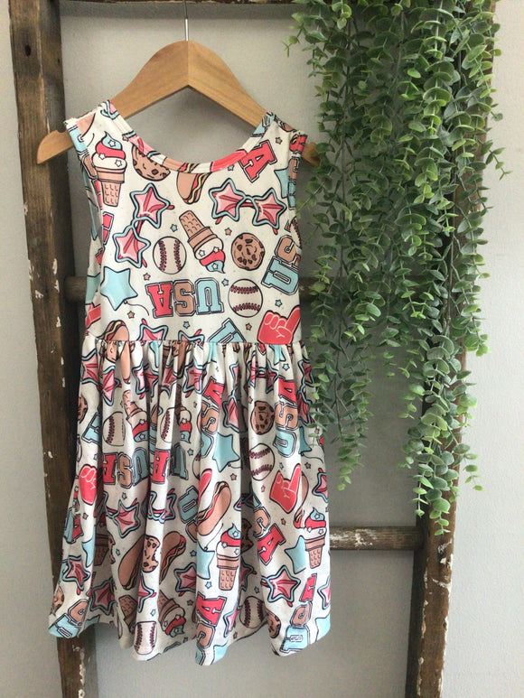 Mila&Rose red, white, and blue dress-4T