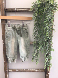 Little Bipsy green jean jogger-3/6M