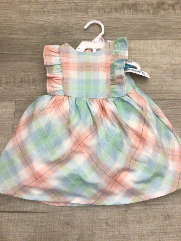 NWT pink/blue plaid dress-9M