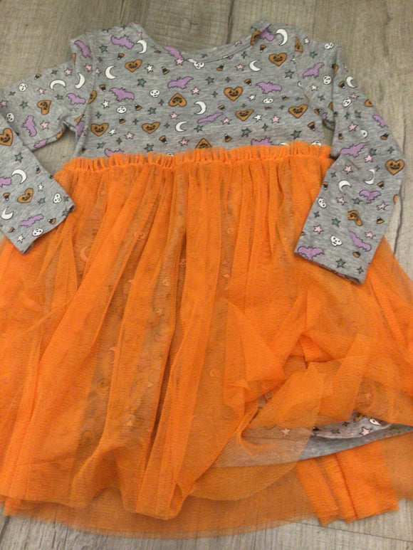 Orange Halloween Ruffle dress- 2T