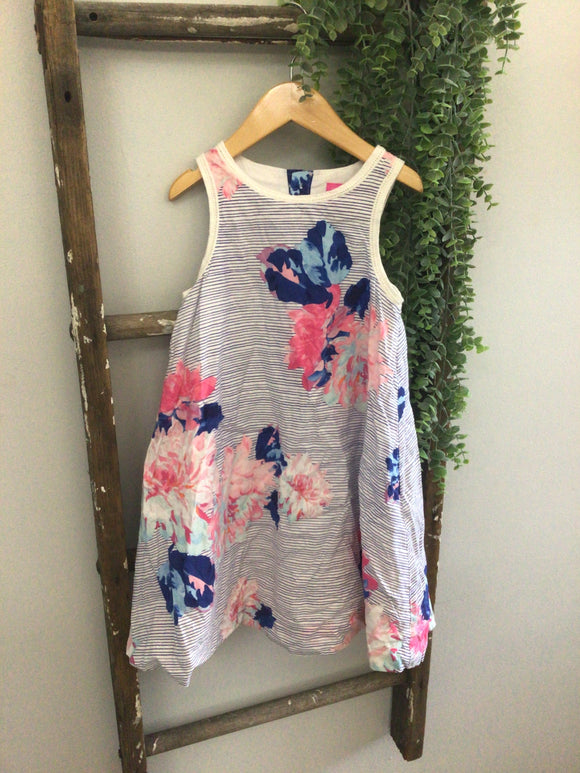 Blue/pink floral striped dress- 5