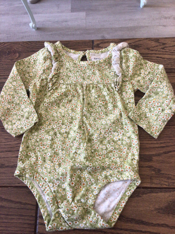 Carters green floral onesie-18M