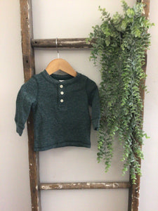 Green button long sleeve-6/12m