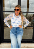 Blue Bow Sheer Top