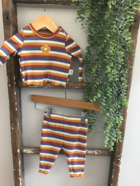Striped ribbed set-NB