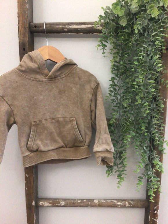 Tan Acid wash hoodie-12/18M