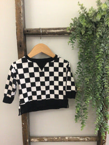 Black and white check crewneck-6/12m