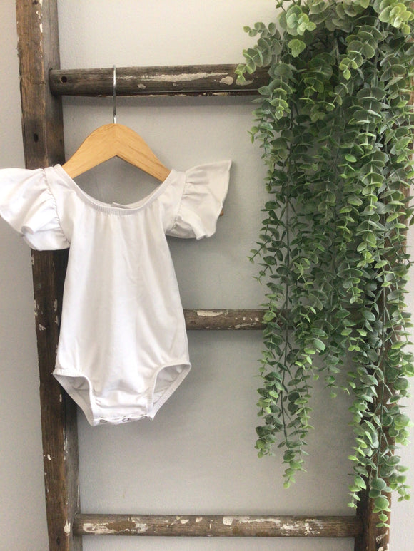 White flutter sleeve onesie-12/18M