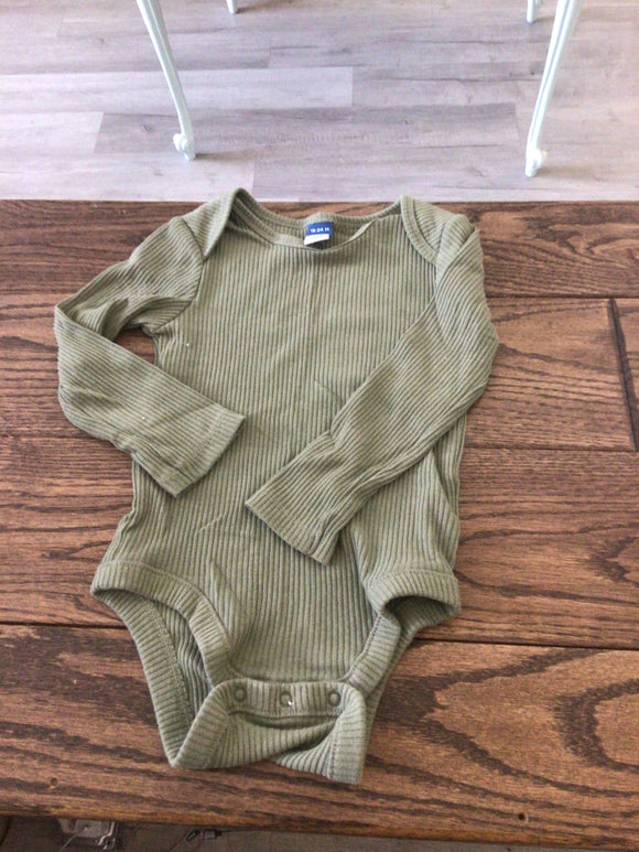 Old navy green ribbed onesie- 18/24M