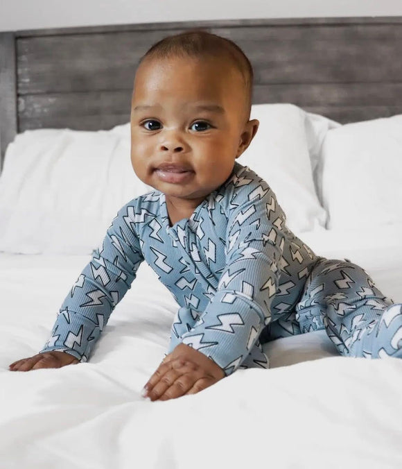 Blue Bolts Ribbed Set