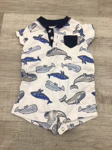 Whale short romper-3M