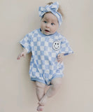 Smiley Checkered Bubble Romper