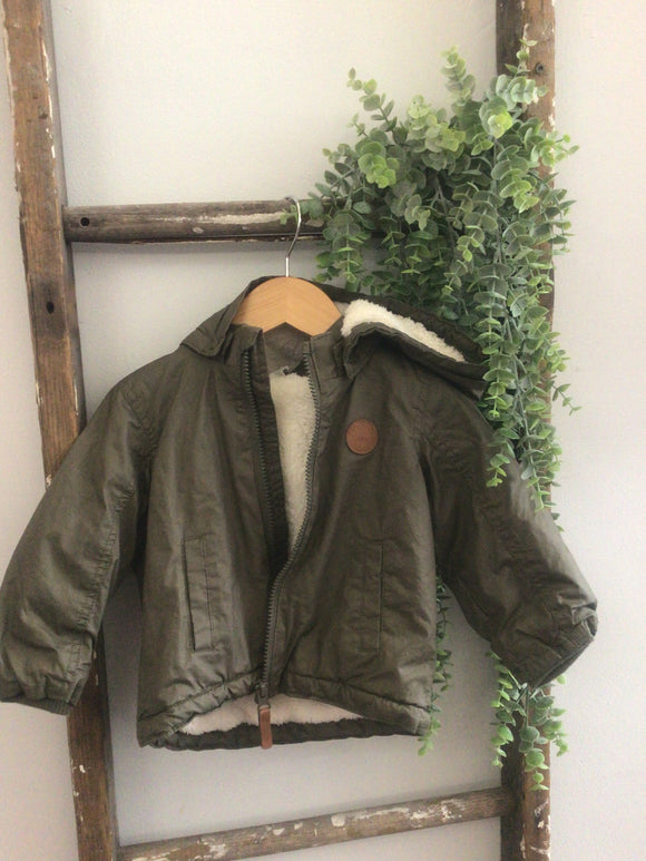 H&M green winter jacket- 12M