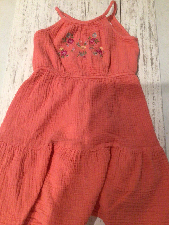 Pink floral embroidered dress-5T