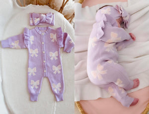 Lavender Knit Bow Headwrap