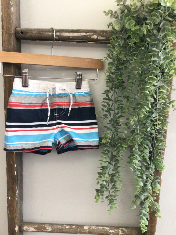 Koala kids red blue striped swim trunks-3/6M