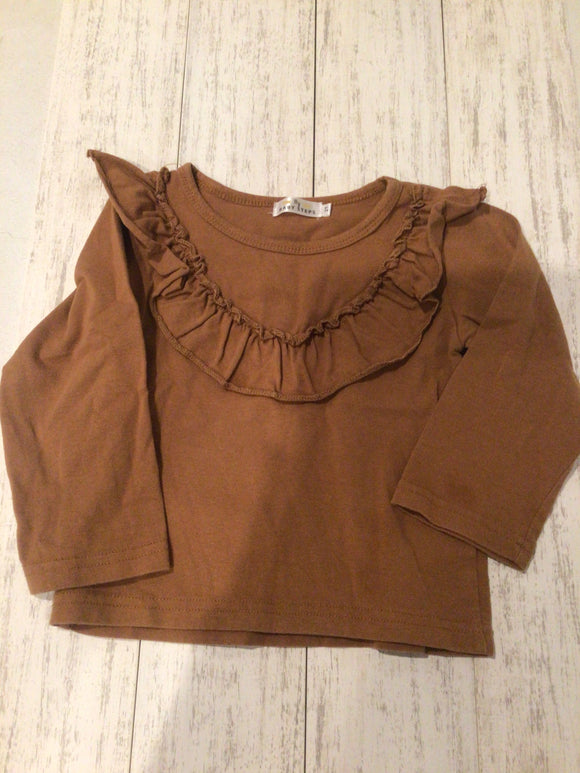 Brown ruffled long sleeve-2T