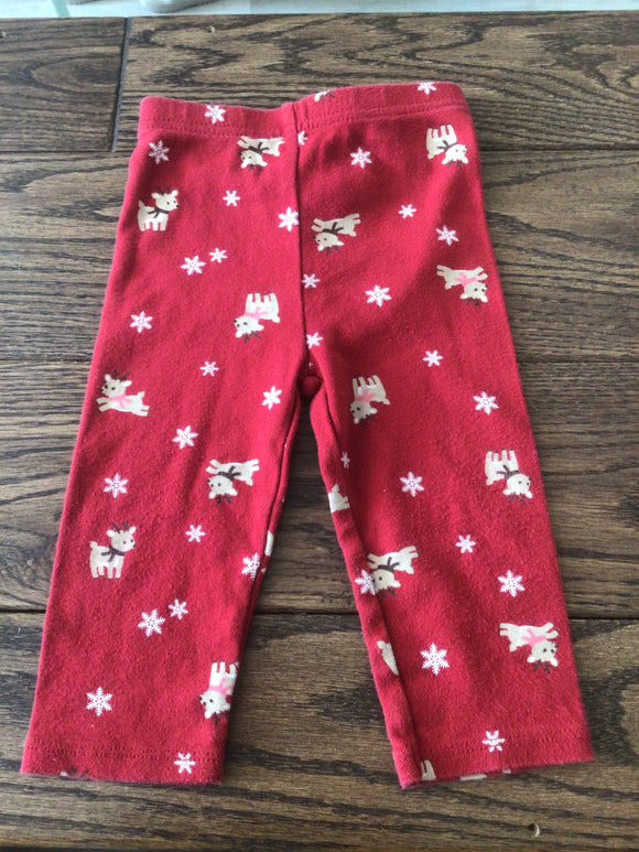 Red snowflake reindeer bottoms-6/12m