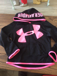 Pink and black Under Armour hoodie-4T