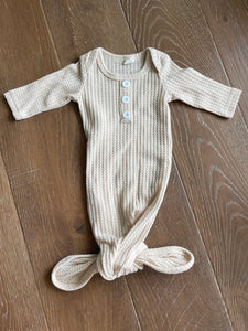 Tan Waffle Baby Gown - NB