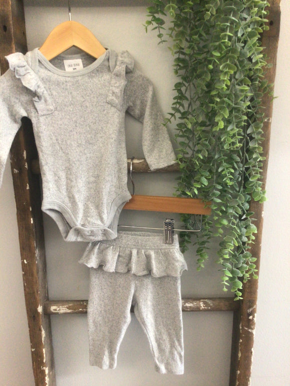 Okie Dokie gray onesie set-3M