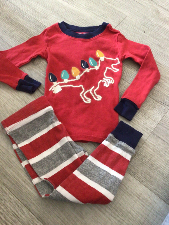 Dino Christmas light pjs-2T