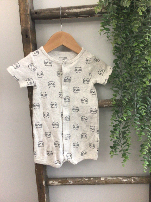 Grey animal button snap romper-6/9m