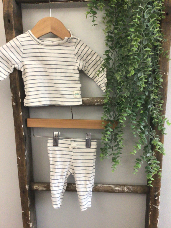 Carters blue white stripe set-NB