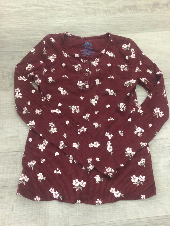 Maroon floral long sleeve-M(10/12)