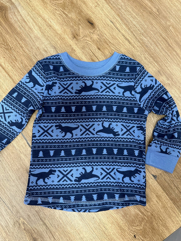 Blue Christmas Dino Top - 18M