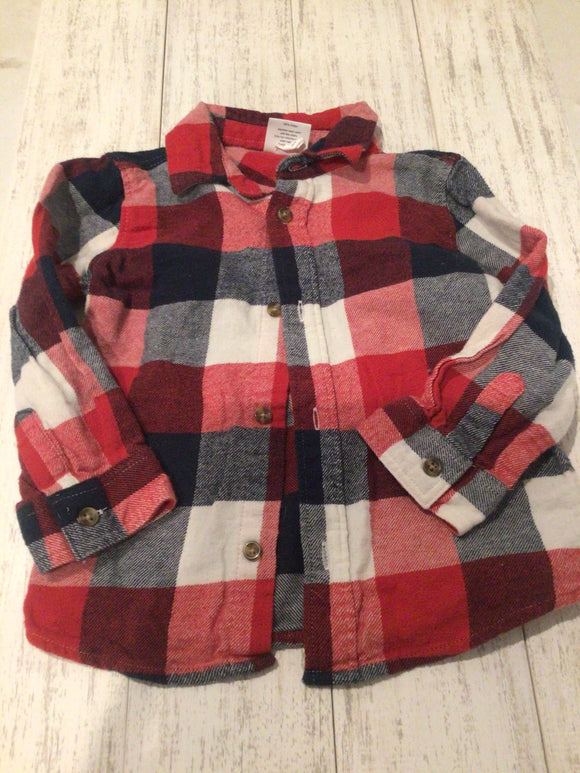 Red blue plaid flannel-24M