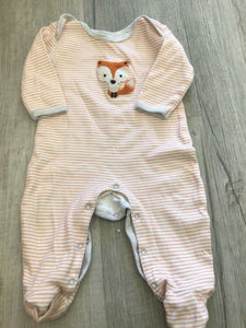 Fox striped romper-6/9M