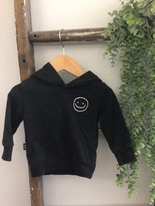 Olive + Scout black smiley hoodie-6/12m