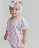 Smiley Checkered Bubble Romper