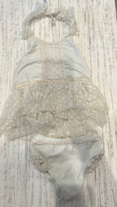 White Ruffle Swimsuit Set - 4T