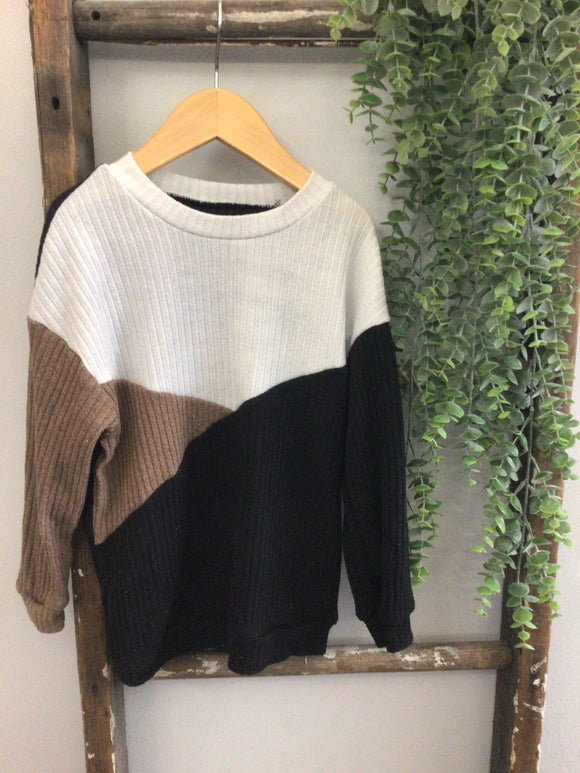 Black/tan/white block sweater-5