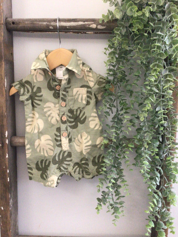 Palm leaves romper-NB