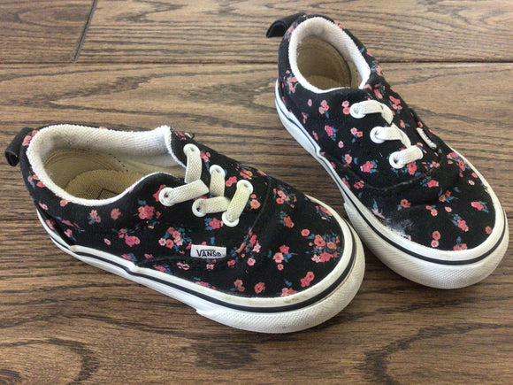 Vans black/floral shoes-6.5 toddler