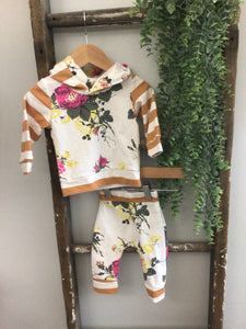 Striped and floral set-0/3m