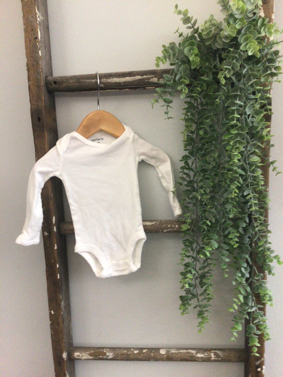 Carters long sleeve white onesie-NB