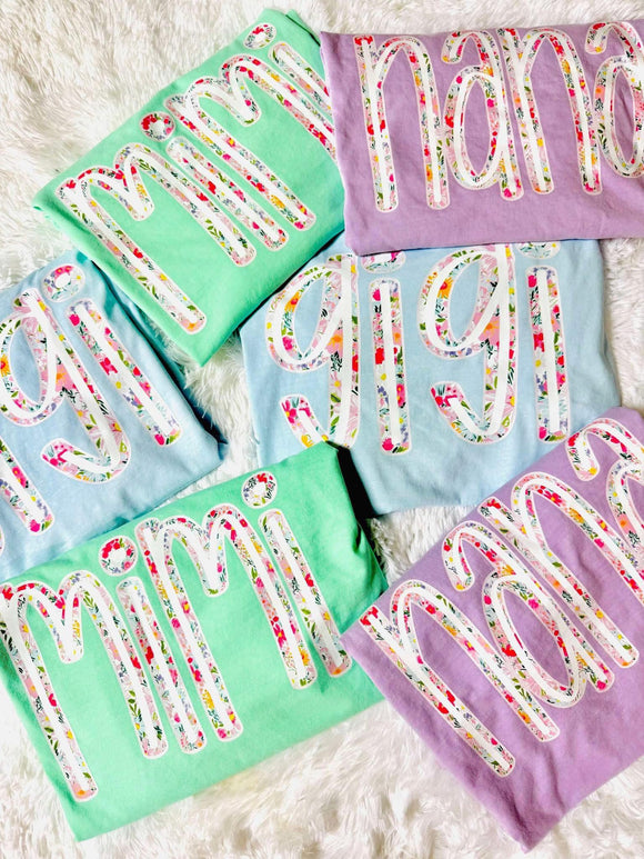 Custom floral name tee