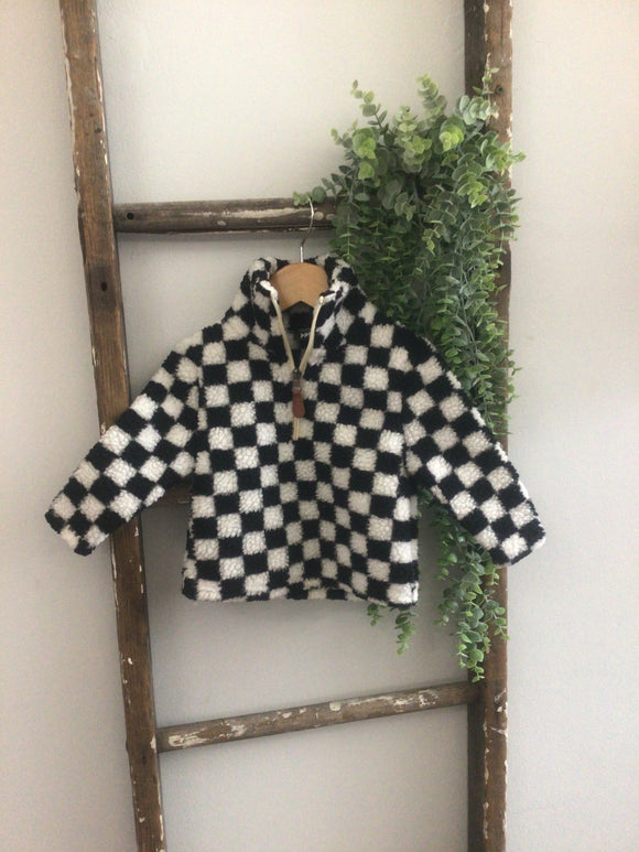 Half zip checkered Sherpa- 12/18M