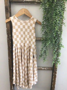 Millie+roo tan check dress-4/5