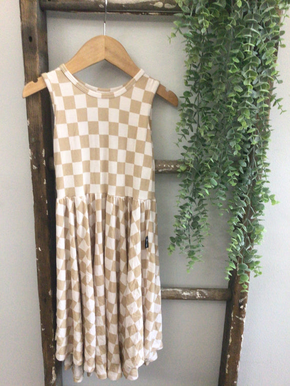 Millie+roo tan check dress-4/5