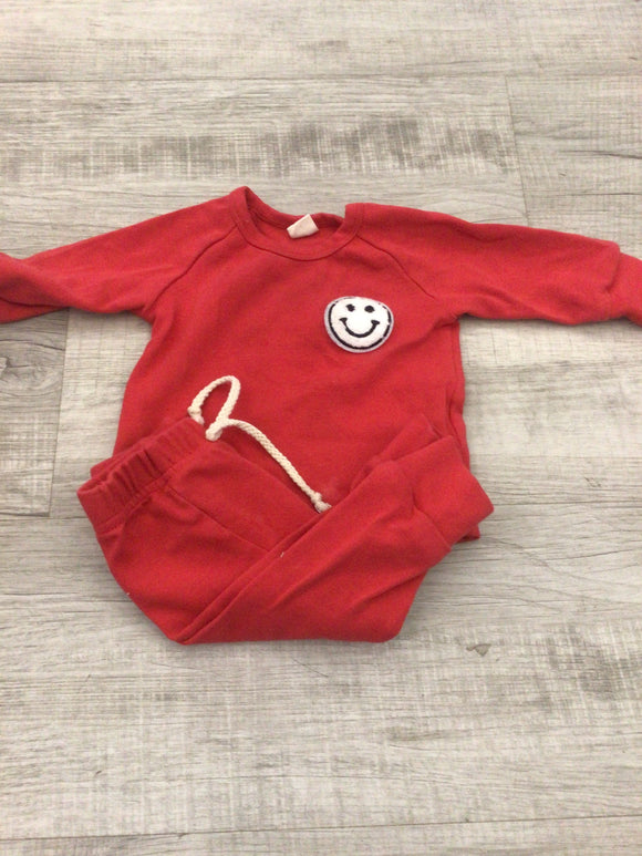 Little One Shop Red smiley set-6/12M